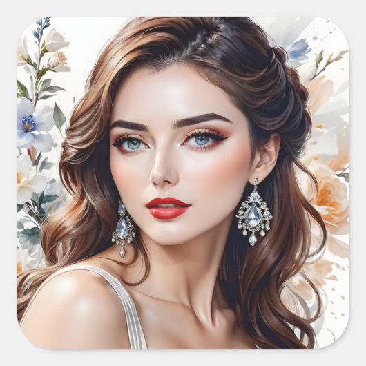 Elegantie, schoonheid en gelukzaligheid zijn allem vierkante sticker (Voorkant)