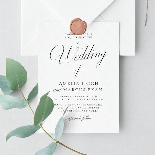 Elegantie Script bruiloft foto uitnodiging