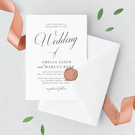 Elegantie Script bruiloft foto uitnodiging