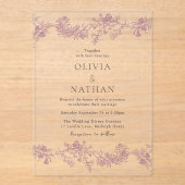 Elegantie: Stoffig Roos Blush Bloemen bruiloft Acryl Uitnodigingen (Voorkant)