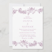  Elegantie: Stoffig Roos Blush Bloemen bruiloft Kaart (Voorkant)