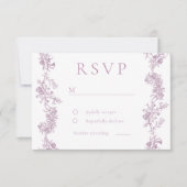 Elegantie: Stoffig Roos Blush Bloemen bruiloft RSVP Kaartje (Voorkant)
