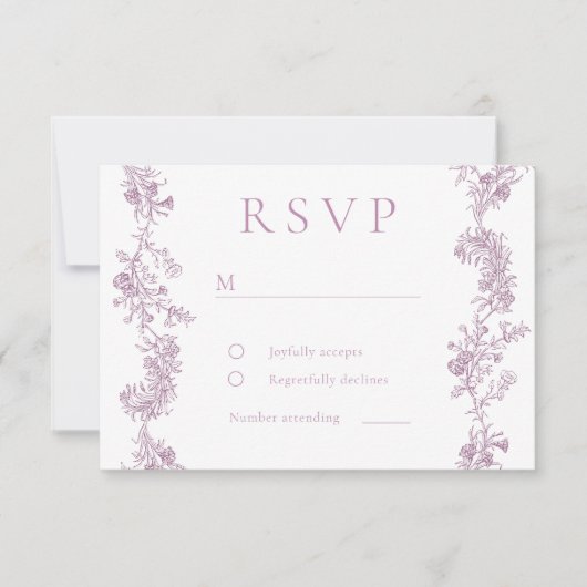  Elegantie: Stoffig Roos Blush Bloemen bruiloft RSVP Kaartje (Voorkant)