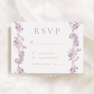 Elegantie: Stoffig Roos Blush Bloemen bruiloft RSVP Kaartje
