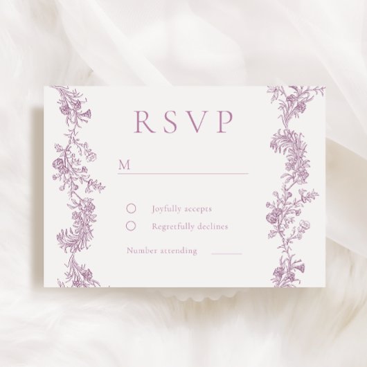 Elegantie: Stoffig Roos Blush Bloemen bruiloft RSVP Kaartje
