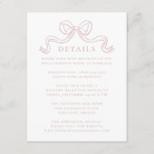 Elegantie Stoffig Roos Boog Bruiloft Details Informatiekaartje (Voorkant)