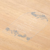  elegantie: stoffige blauwe bloemen bruiloft acryl uitnodigingen (Laagn)