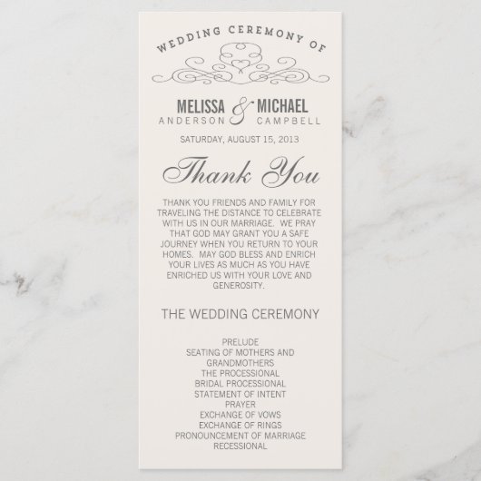 ELEGANTIE | TROUWPROGRAMMA PROGRAMMAKAART (Voorkant)