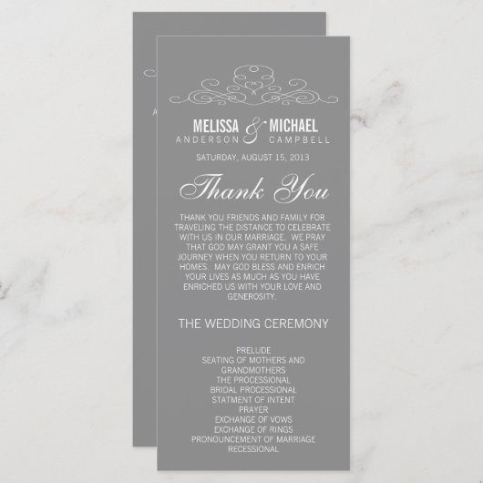  ELEGANTIE | TROUWPROGRAMMA PROGRAMMAKAART (Voorkant / Achterkant)