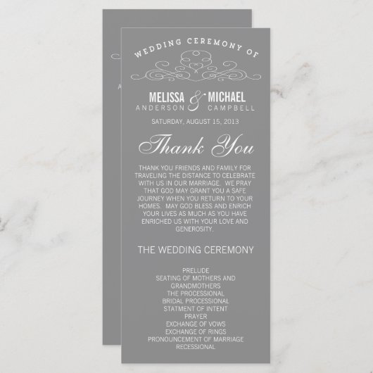 ELEGANTIE | TROUWPROGRAMMA PROGRAMMAKAART (Voorkant / Achterkant)