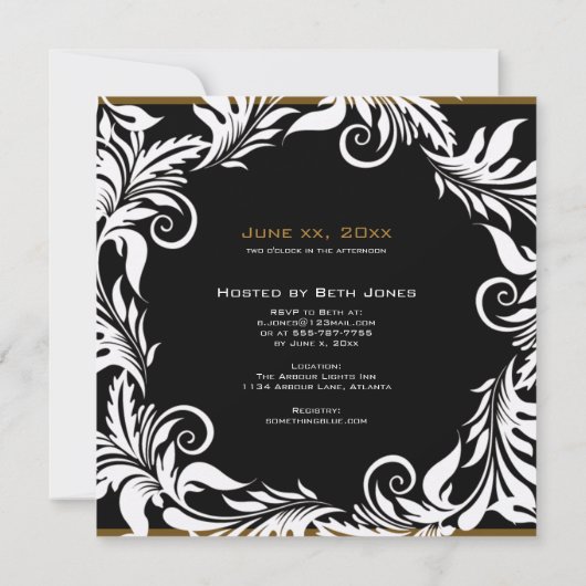 Elegantie - Uitnodiging van het Vrijgezellenfeest (Achterkant)