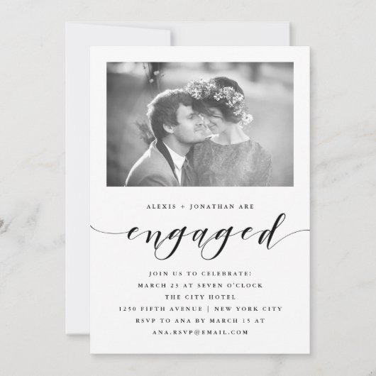 elegantie | Uitnodiging voor een verlovingsfeest m (Voorkant)