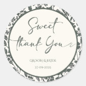 Elegantie van de natuur: donkergroene planten ronde sticker (Voorkant)