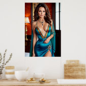 Elegantie van de Turkooizen Vrouw (2) Poster (Keuken)