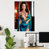 Elegantie van de Turkooizen Vrouw (2) Poster (Thuiskantoor)