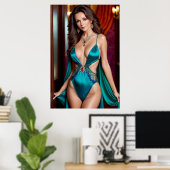 Elegantie van de Turkooizen Vrouw (6) Poster (Thuiskantoor)