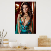 Elegantie van de Turquoise Vrouw (1) Poster (Keuken)