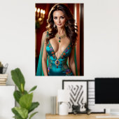 Elegantie van de Turquoise Vrouw (1) Poster (Thuiskantoor)