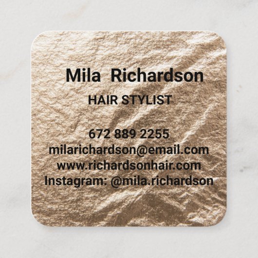 elegantie van goudfolie vierkante visitekaartje (Achterkant)