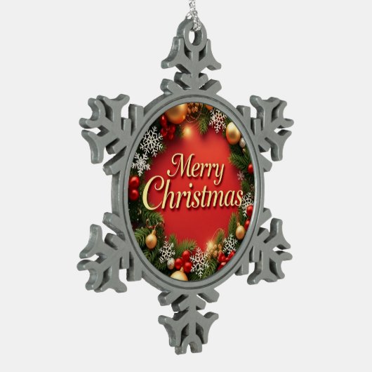 Elegantie van Kerstmis: een feestelijke viering Tin Sneeuwvlok Ornament (Links)