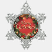 Elegantie van Kerstmis: een feestelijke viering Tin Sneeuwvlok Ornament (Voorkant)