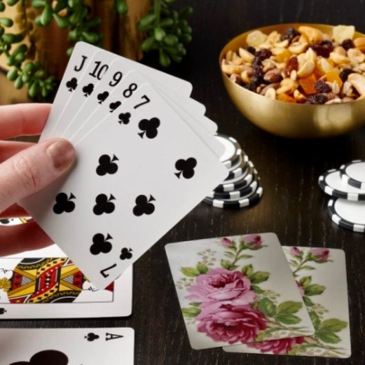 Elegantie van Vintage Roos Pokerkaarten