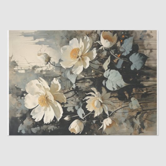 Elegantie van Wit Rustiek Roos - Decoupage - Tissuepapier (Voorkant)