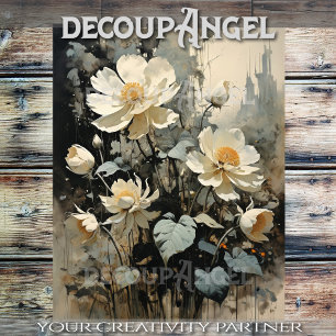 Elegantie van Wit Rustiek Roos - Decoupage - Tissuepapier