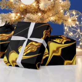 Elegantie voor Unisex: Hoge Contrast Zwart & Goud Cadeaupapier