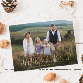  Elegantie Vrolijk & Helder Kerstmisfoto Folie Feestdagenkaart