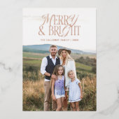  Elegantie Vrolijk & Helder Kerstmisfoto Folie Feestdagenkaart (Voorkant)