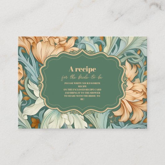  Elegantie William Morris Floral Bridal Informatiekaartje (Voorkant)