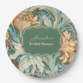  Elegantie William Morris Floral Bridal Papieren Bordje (Voorkant)