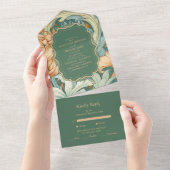  Elegantie William Morris Floral Wedding All In One Uitnodiging (Afscheurbaar)