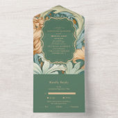  Elegantie William Morris Floral Wedding All In One Uitnodiging (Binnen)