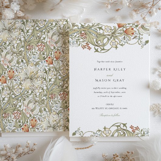  Elegantie William Morris Floral Wedding Kaart