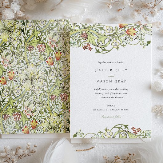  Elegantie William Morris Floral Wedding Kaart