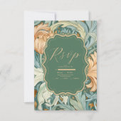 Elegantie William Morris Floral Wedding RSVP Kaartje (Voorkant)