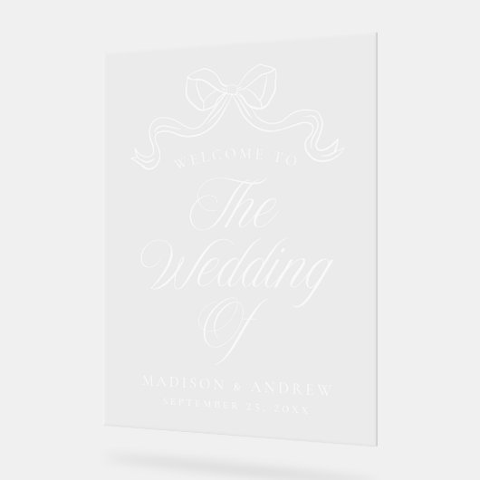  Elegantie Witte Boog Bruiloft Welkom Acryl Bord (Hoek)