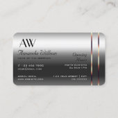 Elegantie Zilver Roos Goud Decor Diamanten Monogra Visitekaartje (Achterkant)