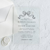  Elegantie Zwart Bow Bruiloft Acryl Uitnodigingen
