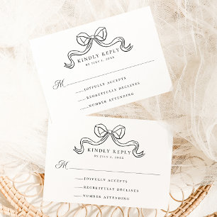 Elegantie Zwart Bow Bruiloft RSVP Informatiekaartje
