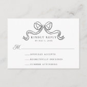  Elegantie Zwart Bow Bruiloft RSVP Informatiekaartje (Voorkant)