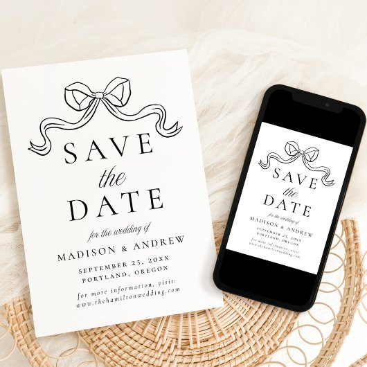  Elegantie Zwart Bow Bruiloft Save The Date