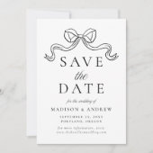  Elegantie Zwart Bow Bruiloft Save The Date (Voorkant)