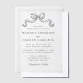  Elegantie Zwart Bow Bruiloft Vellum Uitnodigingen (Offset)