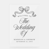  Elegantie Zwart Bow Bruiloft Welkom Frosted Acryl Bord (Voorkant)