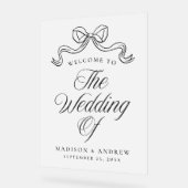  Elegantie Zwart Bow Bruiloft Welkom Frosted Acryl Bord (Hoek)