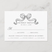  Elegantie Zwart Bow Trouwmaaltijd RSVP Informatiekaartje (Voorkant)