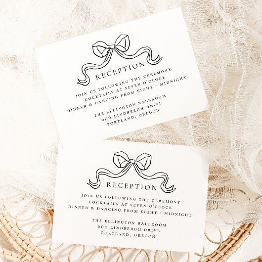  Elegantie Zwart Bow Trouwreceptie Informatiekaartje